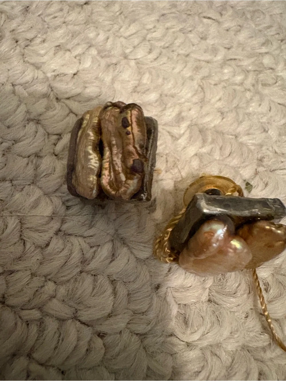 Baroque Pearl Cluster Drop Earrings in Gold-Toned and Bronze new